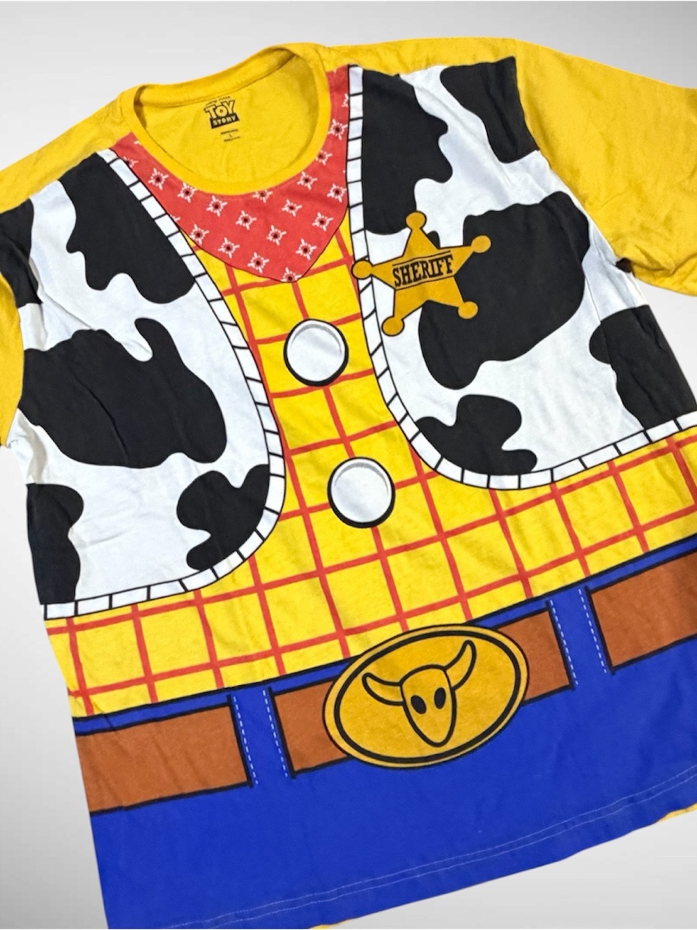 Disney Toy Story Men's Cosplay Short Sleeve T-Shirt Woody Gold Yellow